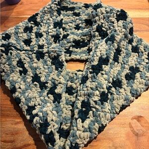 Chunky Knit Scarf in Blues and Grey